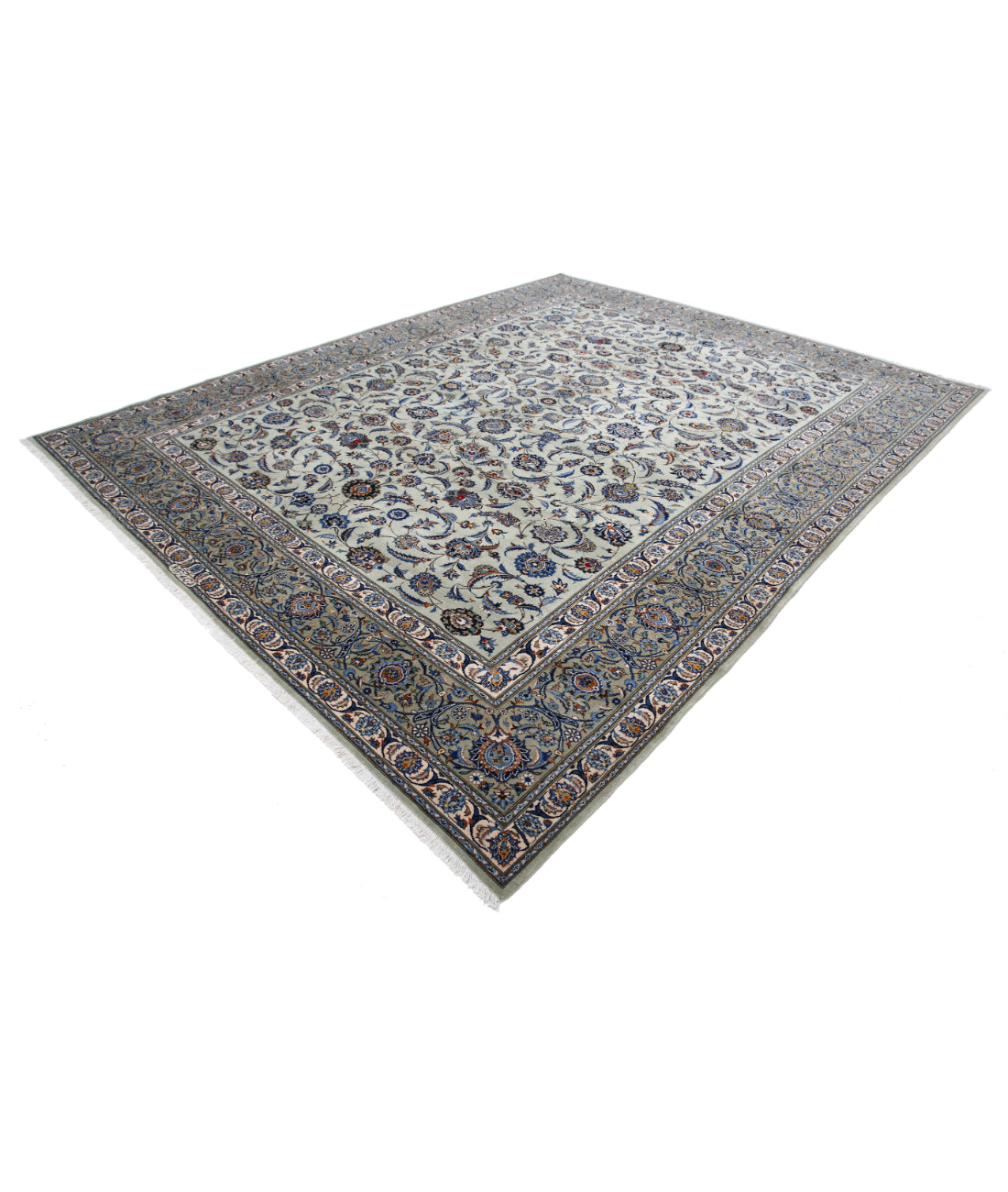 Kashan 9'11'' X 11'6'' Hand-Knotted Wool Rug 9'11'' x 11'6'' (298 X 345) / Green / Blue