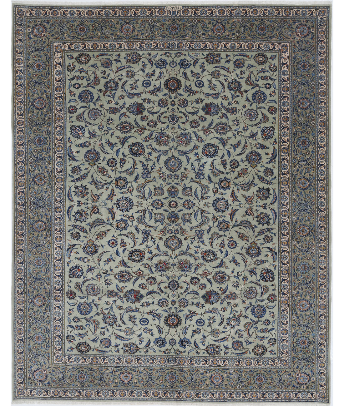 Kashan 9'11'' X 11'6'' Hand-Knotted Wool Rug 9'11'' x 11'6'' (298 X 345) / Green / Blue