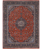 Kashan 9'8'' X 12'10'' Hand-Knotted Wool Rug 9'8'' x 12'10'' (290 X 385) / Rust / Blue