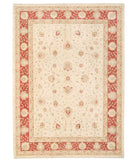 Hand Knotted Ziegler Sultanabad Wool Rug - 8'10'' x 12'4'' 8' 10" X 12' 4" ( 269 X 376 ) / Ivory / Red