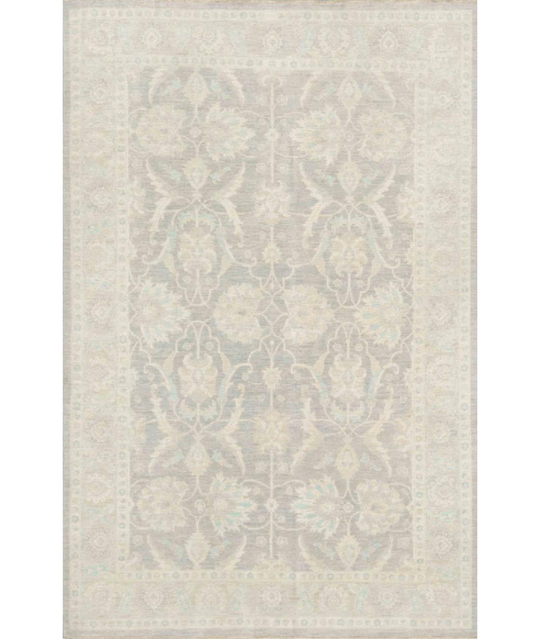 Hand Knotted Serenity Wool Rug - 6'0'' x 9'2'' 6' 0" X 9' 2" ( 183 X 279 ) / Grey / Ivory