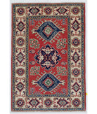 Hand Knotted Tribal Kazak Wool Rug - 2'8'' x 3'10'' 2' 8" X 3' 10" ( 81 X 117 ) / Red / Ivory