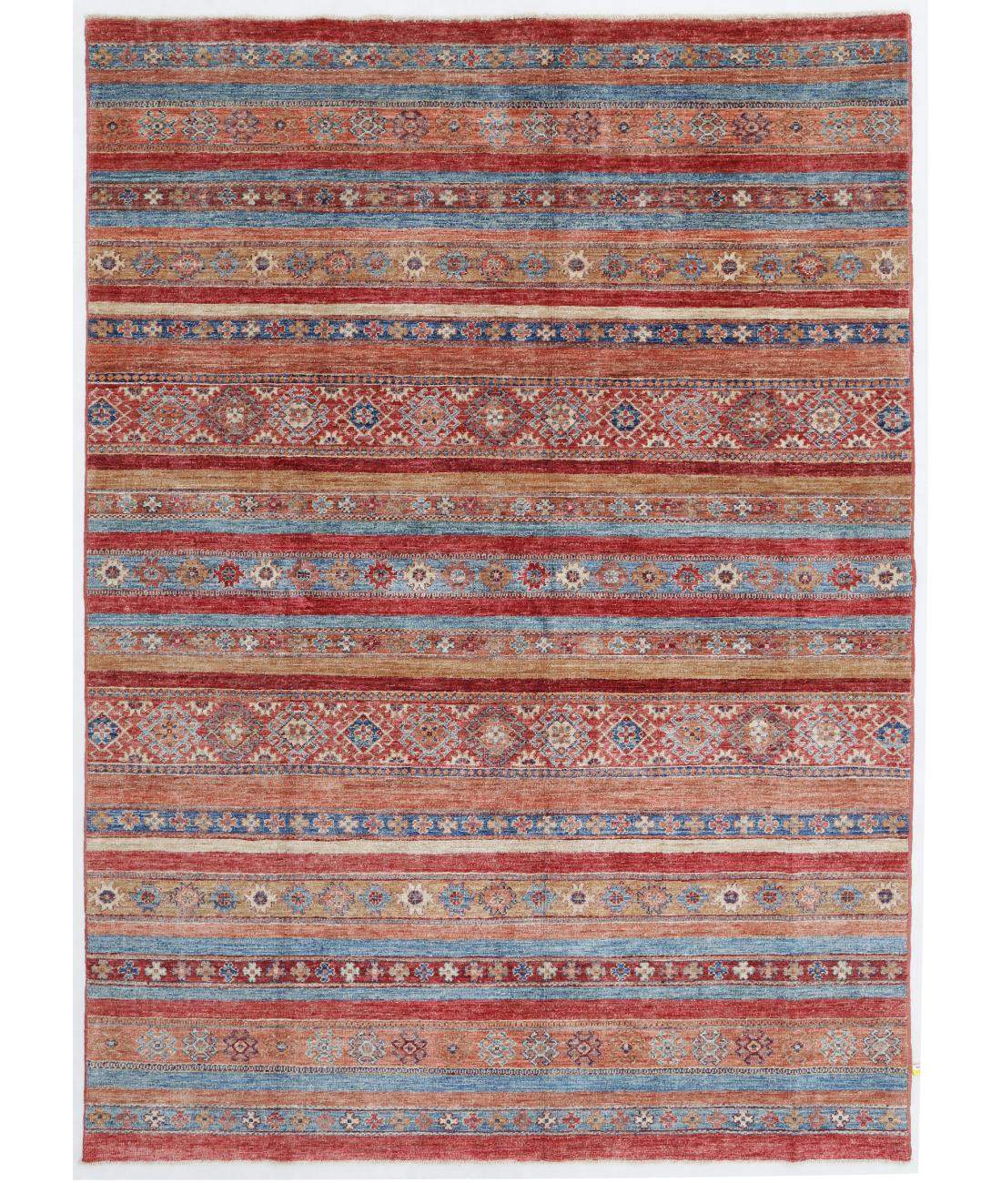 Hand Knotted Khurjeen Wool Rug - 5'6'' x 7'7'' 5' 6" X 7' 7" ( 168 X 231 ) / Multi / Red