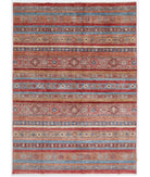 Hand Knotted Khurjeen Wool Rug - 5'6'' x 7'7'' 5' 6" X 7' 7" ( 168 X 231 ) / Multi / Red