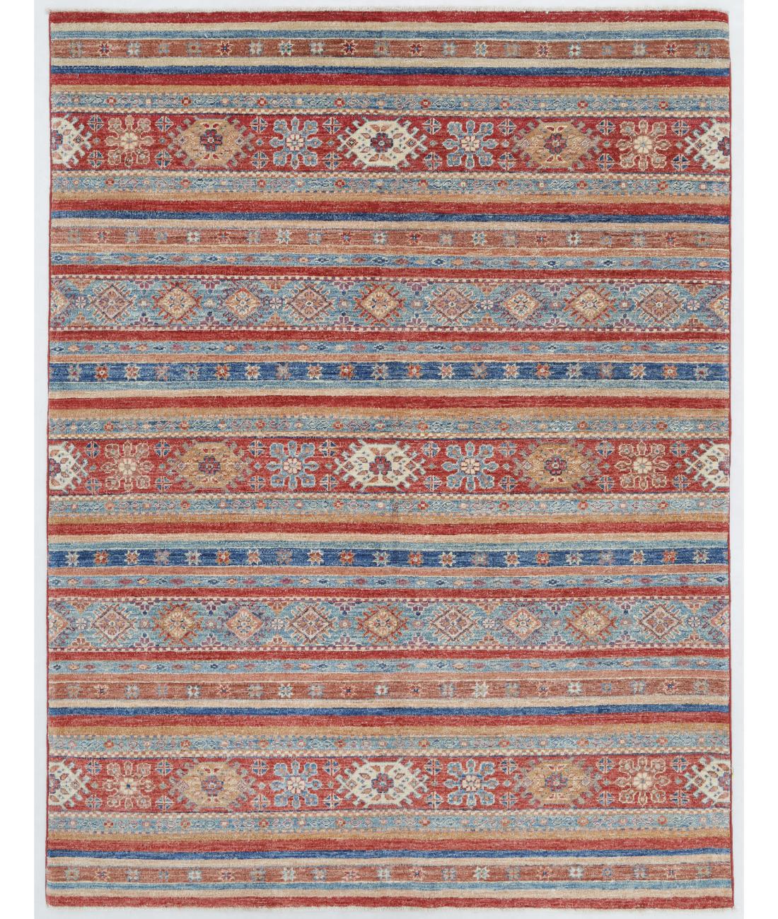 Hand Knotted Khurjeen Wool Rug - 4'10'' x 6'5'' 4' 10" X 6' 5" ( 147 X 196 ) / Multi / Red