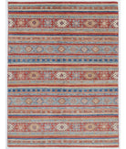 Hand Knotted Khurjeen Wool Rug - 4'10'' x 6'5'' 4' 10" X 6' 5" ( 147 X 196 ) / Multi / Red