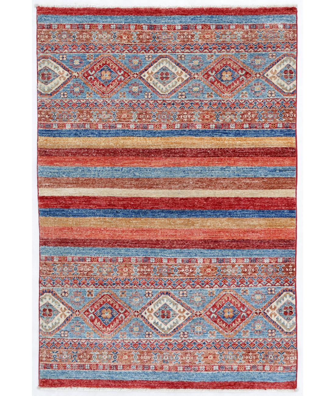 Hand Knotted Khurjeen Wool Rug - 3'3'' x 4'10'' 3' 3" X 4' 10" ( 99 X 147 ) / Multi / Red