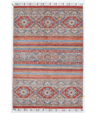 Hand Knotted Khurjeen Wool Rug - 3'4'' x 4'11'' 3' 4" X 4' 11" ( 102 X 150 ) / Multi / Red