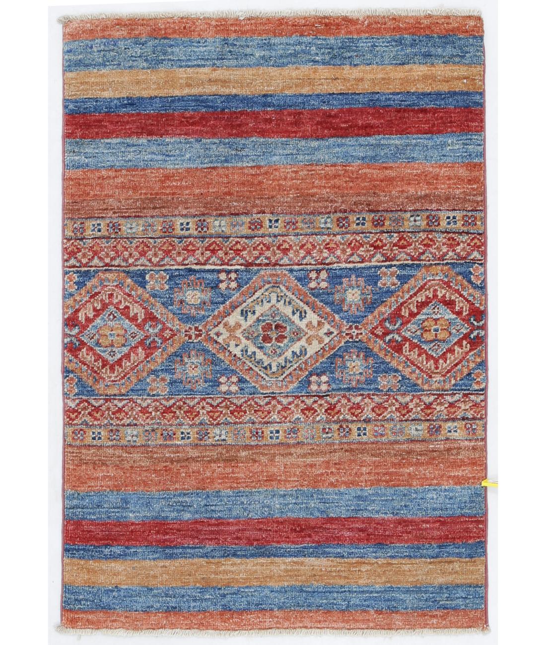 Hand Knotted Khurjeen Wool Rug - 2'0'' x 2'10'' 2' 0" X 2' 10" ( 61 X 86 ) / Multi / Blue