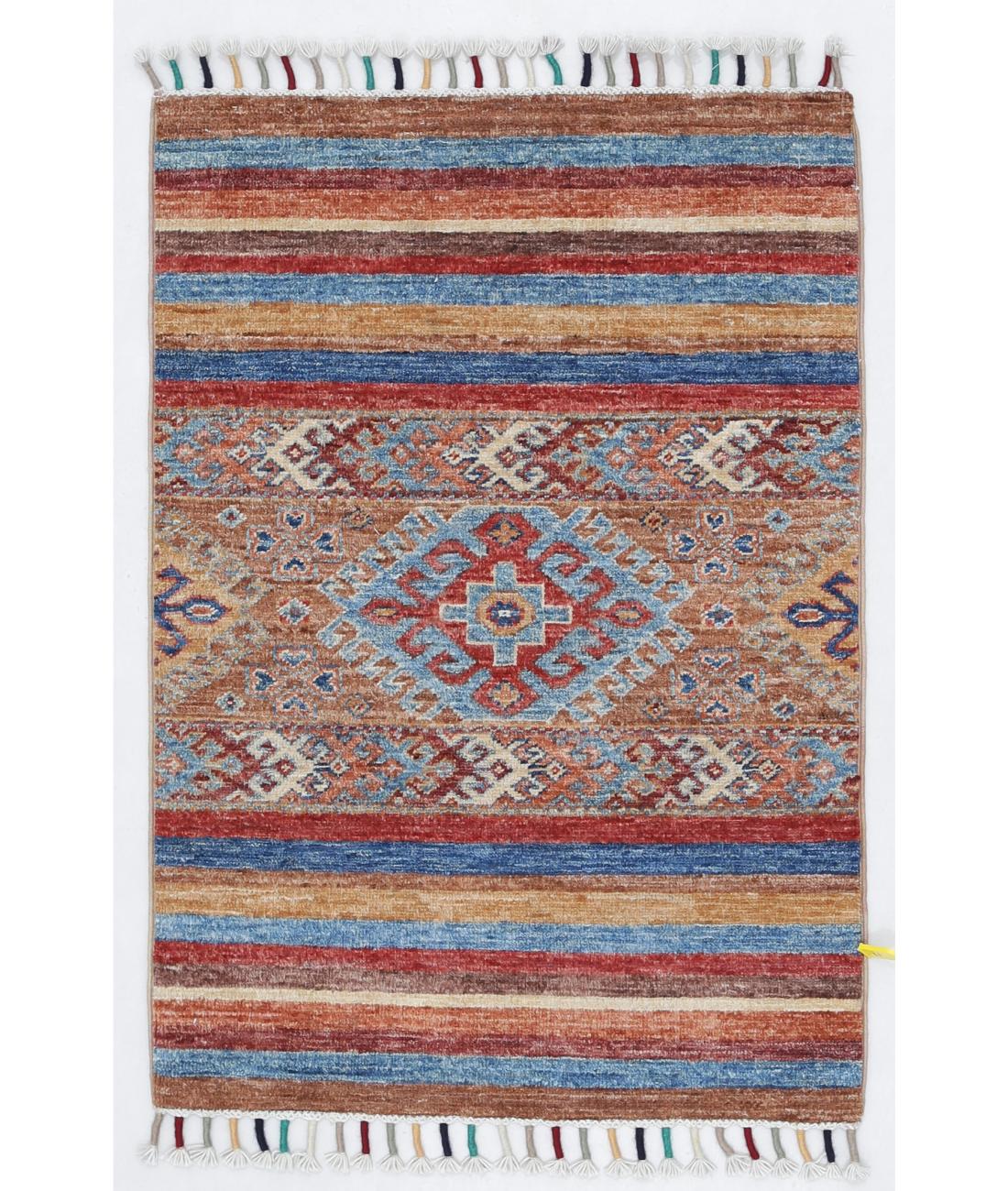 Hand Knotted Khurjeen Wool Rug - 2'0'' x 2'10'' 2' 0" X 2' 10" ( 61 X 86 ) / Multi / Taupe