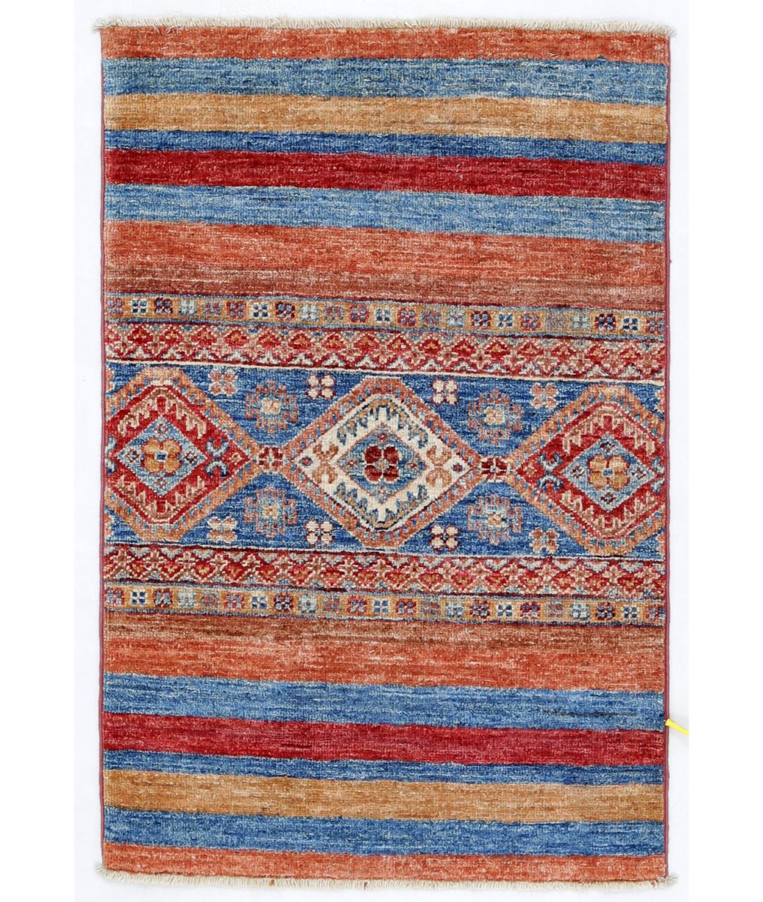 Hand Knotted Khurjeen Wool Rug - 1'11'' x 2'10'' 1' 11" X 2' 10" ( 58 X 86 ) / Multi / Blue