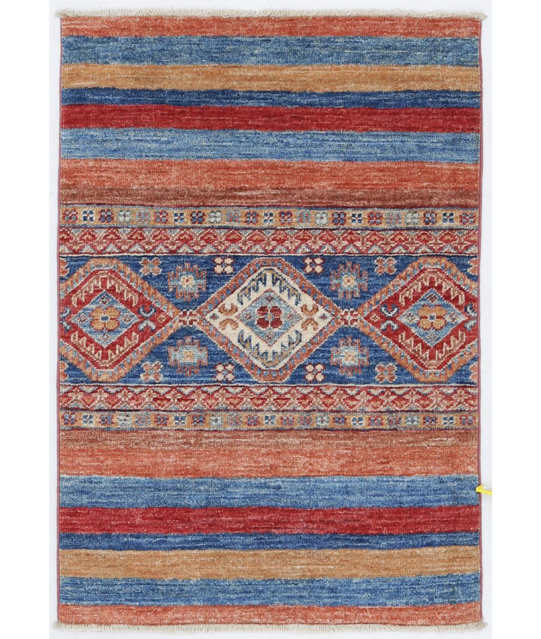 Hand Knotted Khurjeen Wool Rug - 2'0'' x 2'10'' 2' 0" X 2' 10" ( 61 X 86 ) / Multi / Blue