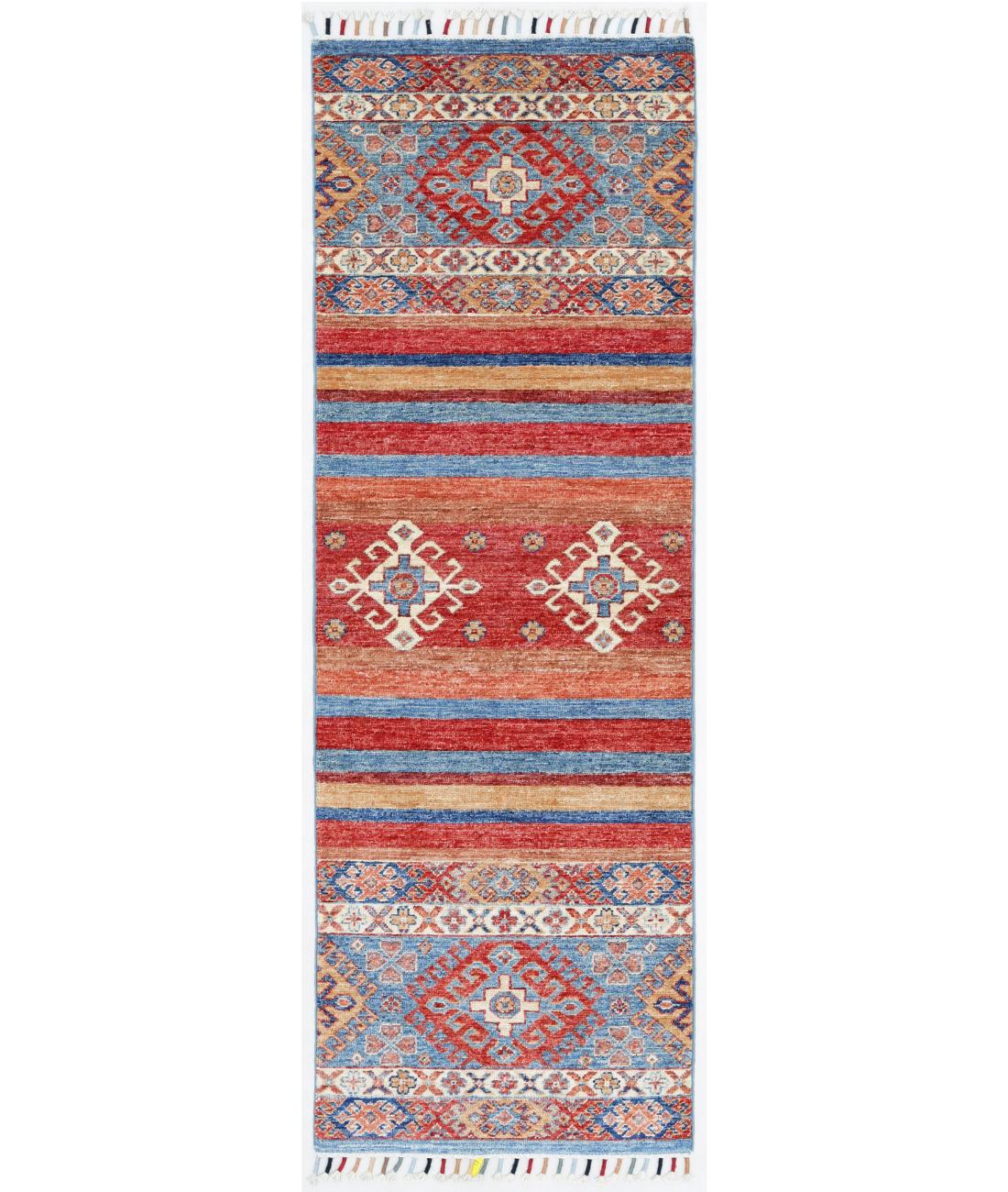 Hand Knotted Khurjeen Wool Rug - 1'11'' x 6'2'' 1' 11" X 6' 2" ( 58 X 188 ) / Multi / Red