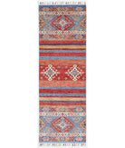 Hand Knotted Khurjeen Wool Rug - 1'11'' x 6'2'' 1' 11" X 6' 2" ( 58 X 188 ) / Multi / Red