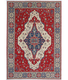 Hand Knotted Tribal Kazak Wool Rug - 10'0'' x 14'4'' 10' 0" X 14' 4" ( 305 X 437 ) / Red / Ivory