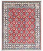 Hand Knotted Tribal Kazak Wool Rug - 8'8'' x 11'0'' 8' 8" X 11' 0" ( 264 X 335 ) / Red / Ivory