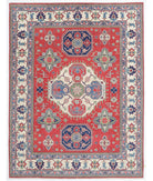 Hand Knotted Tribal Kazak Wool Rug - 8'0'' x 10'7'' 8' 0" X 10' 7" ( 244 X 323 ) / Red / Ivory