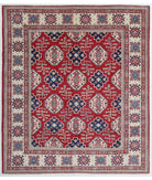 Hand Knotted Tribal Kazak Wool Rug - 8'3'' x 9'6'' 8' 3" X 9' 6" ( 251 X 290 ) / Red / Ivory