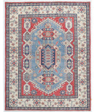 Hand Knotted Tribal Kazak Wool Rug - 4'11'' x 6'4'' 4' 11" X 6' 4" ( 150 X 193 ) / Red / Ivory