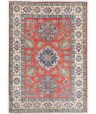 Hand Knotted Tribal Kazak Wool Rug - 5'0'' x 7'0'' 5' 0" X 7' 0" ( 152 X 213 ) / Red / Ivory