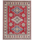 Hand Knotted Tribal Kazak Wool Rug - 9'10'' x 13'10'' 9' 10" X 13' 10" ( 300 X 422 ) / Red / Ivory