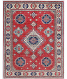 Hand Knotted Tribal Kazak Wool Rug - 8'10'' x 11'5'' 8' 10" X 11' 5" ( 269 X 348 ) / Red / Ivory