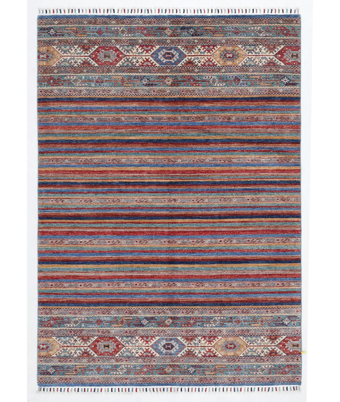 Hand Knotted Khurjeen Wool Rug - 5'8'' x 8'0'' 5' 8" X 8' 0" ( 173 X 244 ) / Multi / Red