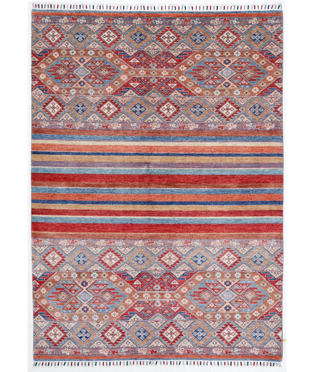 Hand Knotted Khurjeen Wool Rug - 5'7'' x 7'9'' 5' 7" X 7' 9" ( 170 X 236 ) / Multi / Red