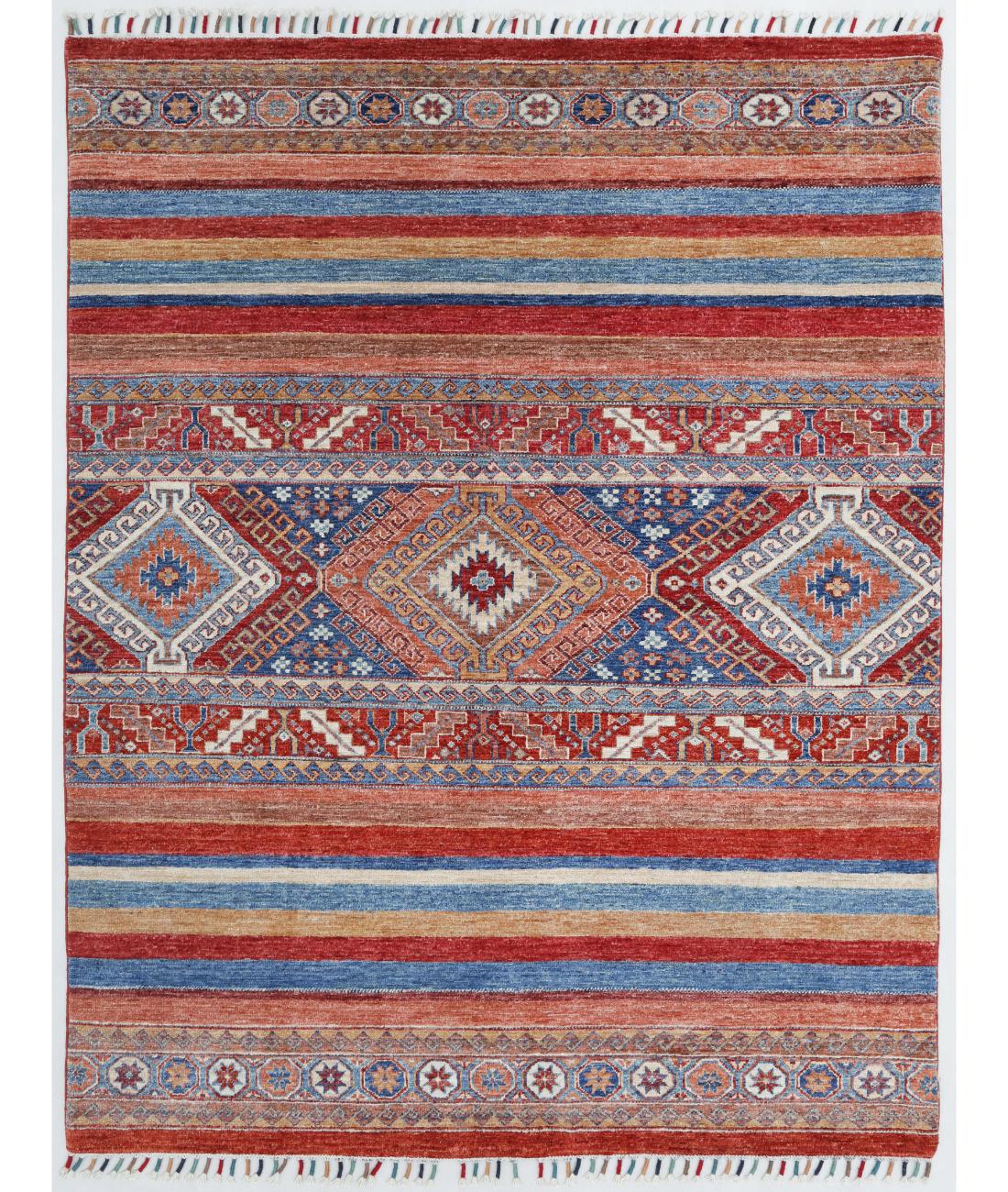 Hand Knotted Khurjeen Wool Rug - 5'1'' x 6'6'' 5' 1" X 6' 6" ( 155 X 198 ) / Multi / Red