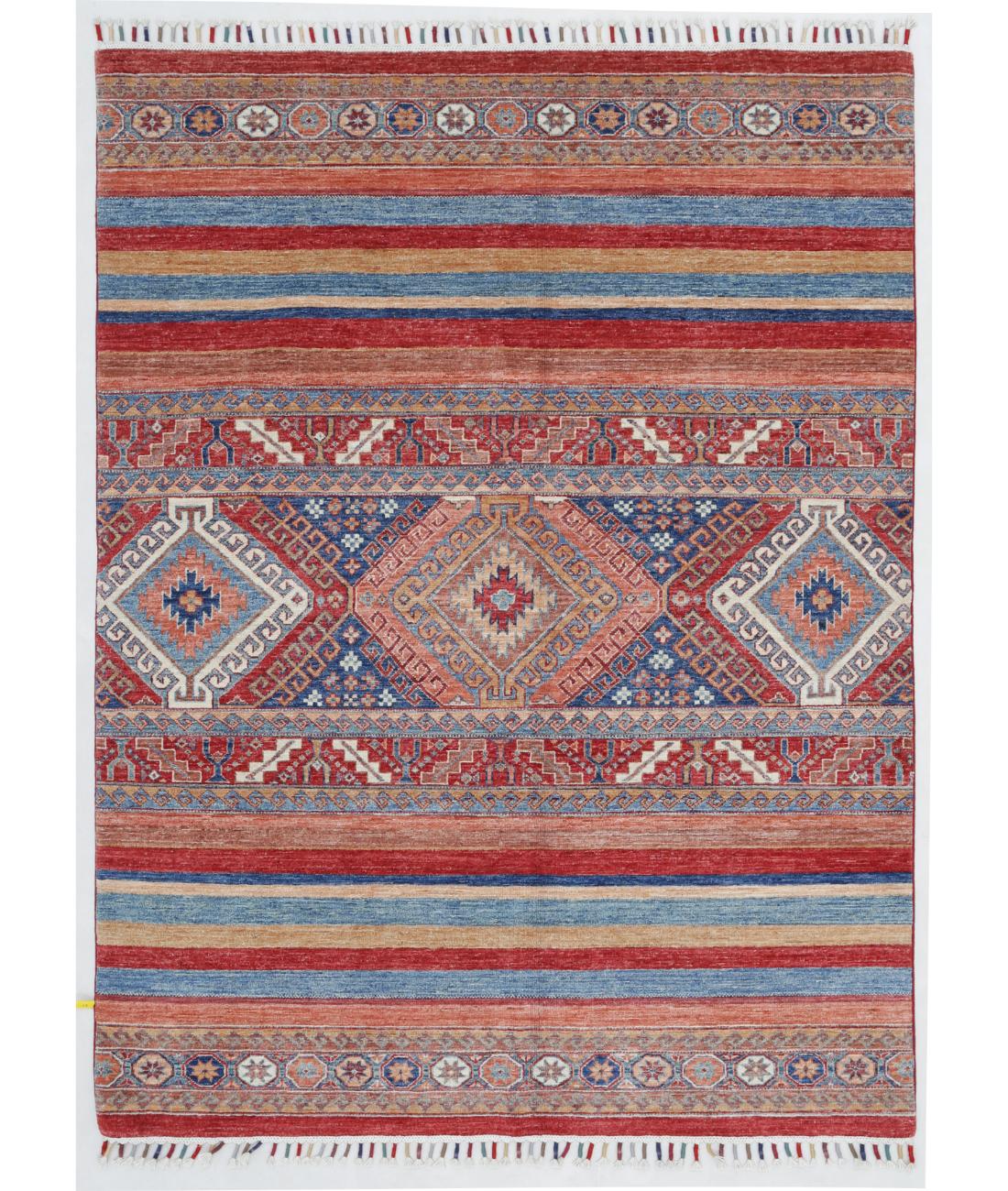 Hand Knotted Khurjeen Wool Rug - 4'10'' x 6'6'' 4' 10" X 6' 6" ( 147 X 198 ) / Multi / Blue