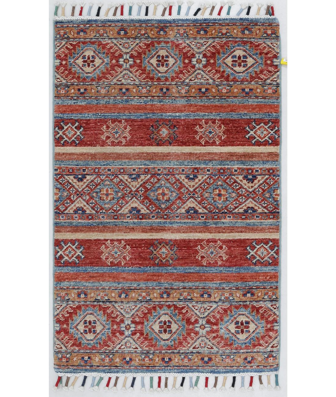 Hand Knotted Khurjeen Wool Rug - 2'0'' x 3'2'' 2' 0" X 3' 2" ( 61 X 97 ) / Multi / Red