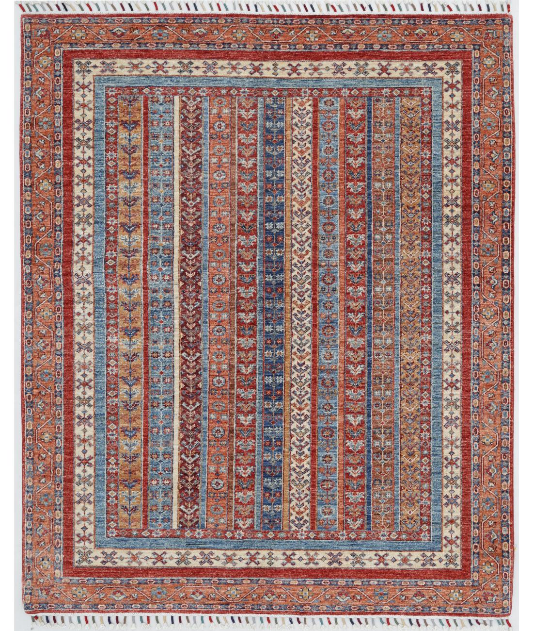 Hand Knotted Shaal Wool Rug - 5'1'' x 6'3'' 5' 1" X 6' 3" ( 155 X 191 ) / Multi / Rust