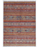 Hand Knotted Khurjeen Wool Rug - 5'6'' x 7'8'' 5' 6" X 7' 8" ( 168 X 234 ) / Multi / Red