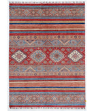 Hand Knotted Khurjeen Wool Rug - 5'7'' x 7'8'' 5' 7" X 7' 8" ( 170 X 234 ) / Multi / Red