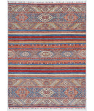 Hand Knotted Khurjeen Wool Rug - 5'9'' x 7'9'' 5' 9" X 7' 9" ( 175 X 236 ) / Multi / Blue