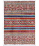 Hand Knotted Khurjeen Wool Rug - 5'8'' x 7'10'' 5' 8" X 7' 10" ( 173 X 239 ) / Multi / Red