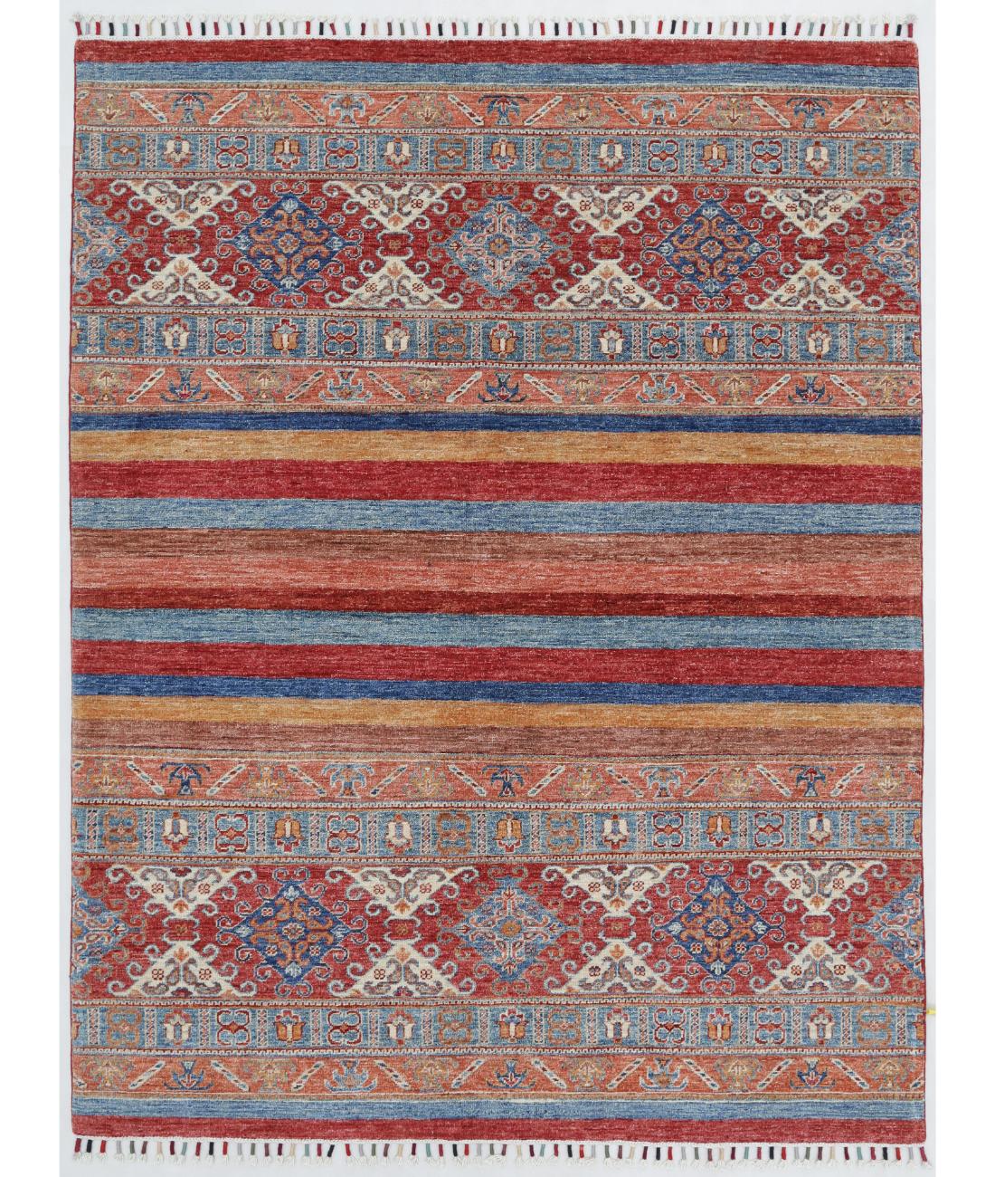 Hand Knotted Khurjeen Wool Rug - 5'0'' x 6'6'' 5' 0" X 6' 6" ( 152 X 198 ) / Multi / Red
