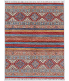 Hand Knotted Khurjeen Wool Rug - 5'0'' x 6'6'' 5' 0" X 6' 6" ( 152 X 198 ) / Multi / Red