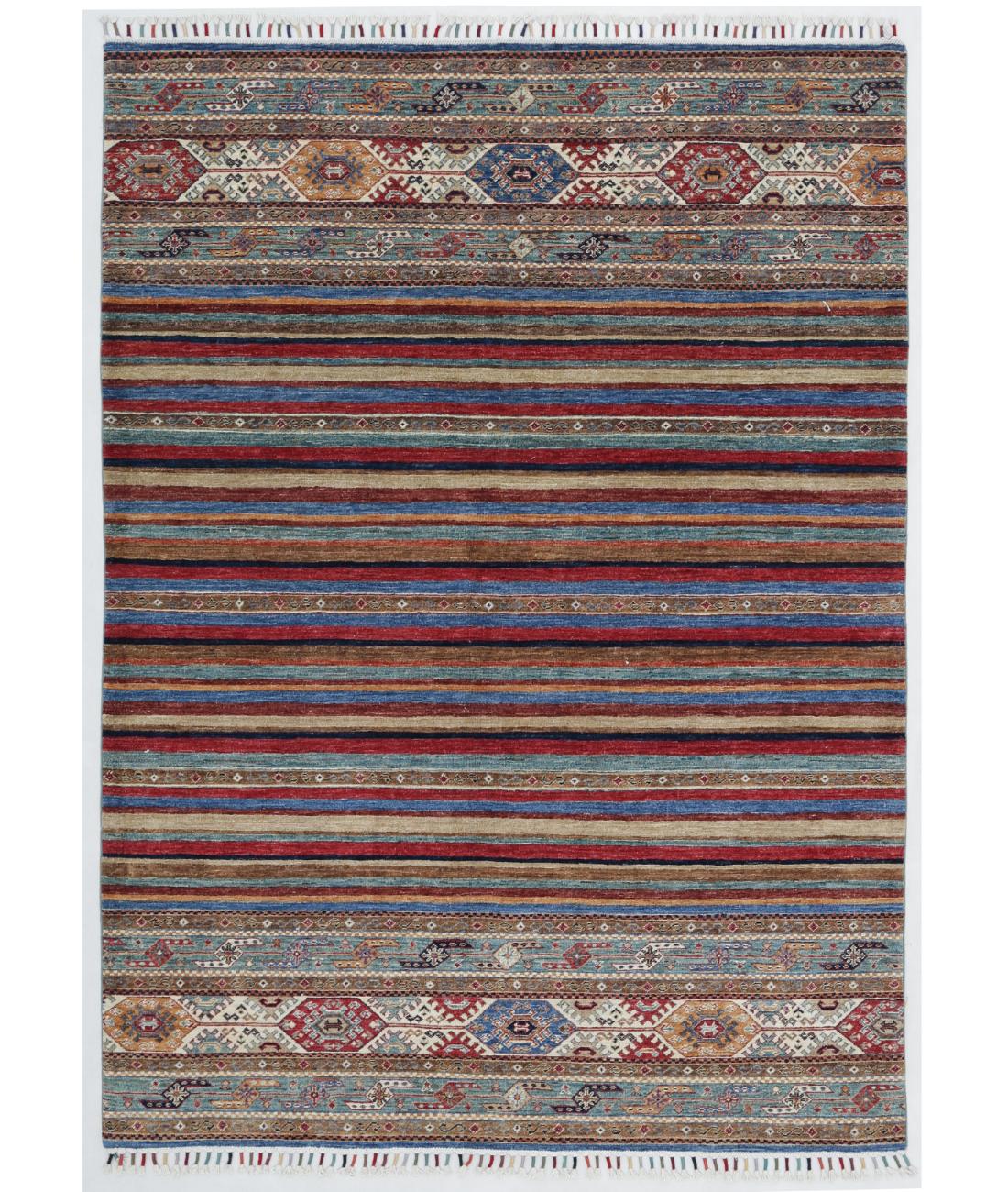 Hand Knotted Khurjeen Wool Rug - 5'7'' x 7'9'' 5' 7" X 7' 9" ( 170 X 236 ) / Multi / Blue