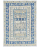 Hand Knotted Gabbeh Wool Rug - 4'0'' x 5'9'' 4' 0" X 5' 9" ( 122 X 175 ) / Ivory / Blue