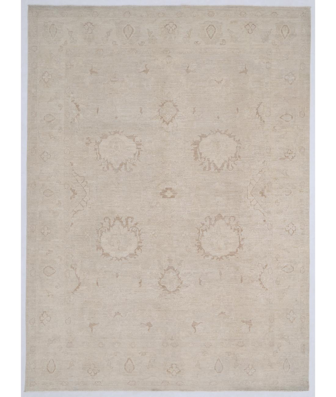 Hand Knotted Oushak Wool Rug - 8'6'' x 11'7'' 8' 6" X 11' 7" ( 259 X 353 ) / Grey / Ivory