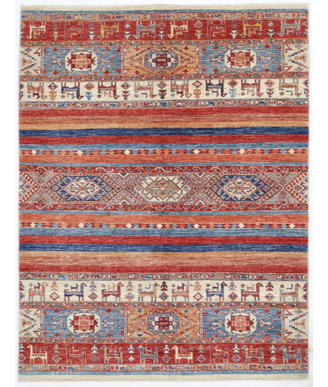 Hand Knotted Khurjeen Wool Rug - 5'0'' x 6'6'' 5' 0" X 6' 6" ( 152 X 198 ) / Multi / Blue