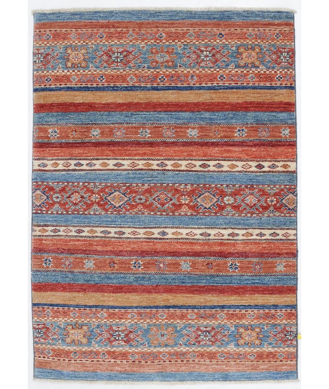 Hand Knotted Khurjeen Wool Rug - 2'7'' x 3'10'' 2' 7" X 3' 10" ( 79 X 117 ) / Multi / Blue