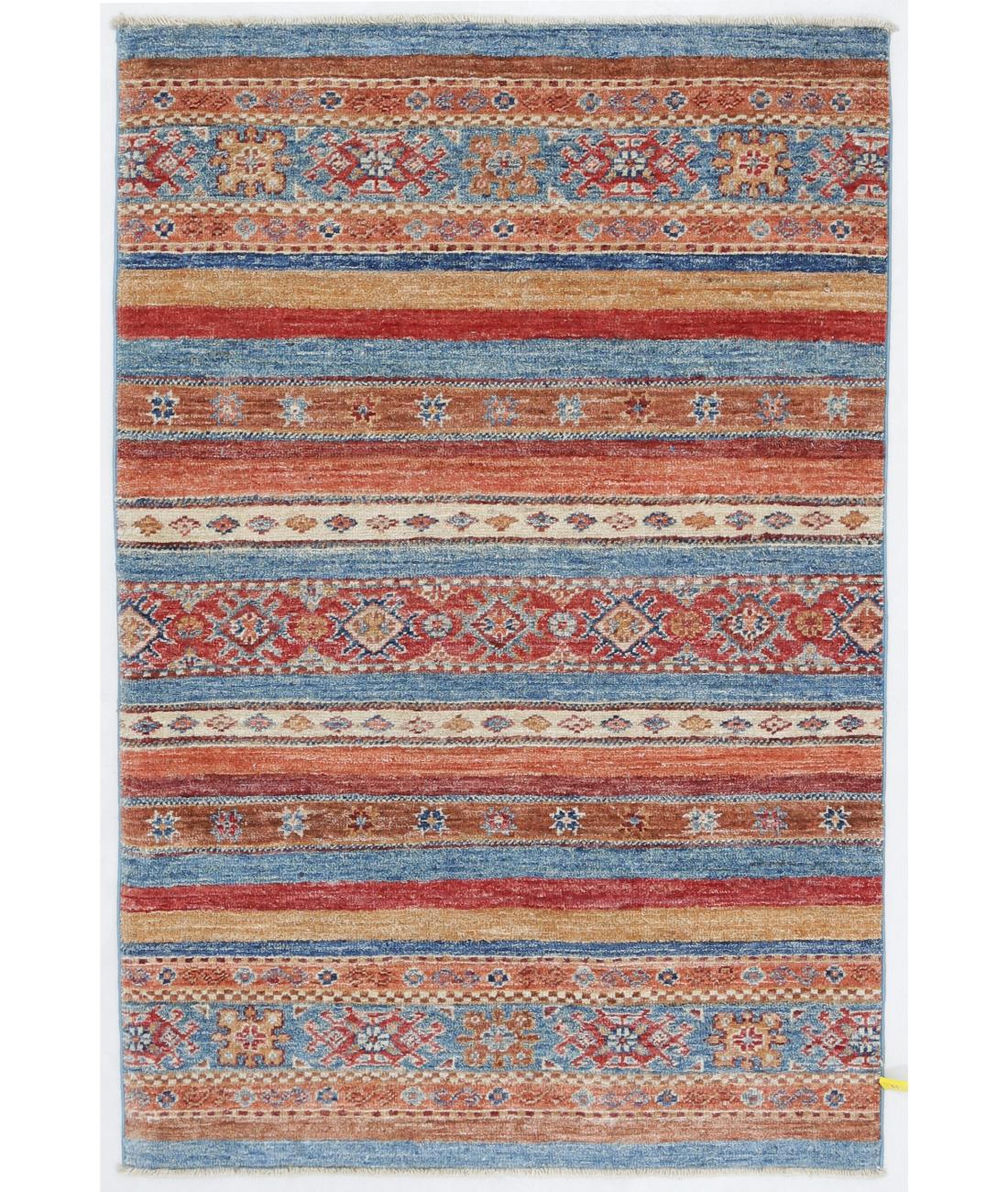 Hand Knotted Khurjeen Wool Rug - 2'7'' x 3'11'' 2' 7" X 3' 11" ( 79 X 119 ) / Multi / Blue