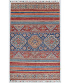 Hand Knotted Khurjeen Wool Rug - 3'11'' x 6'2'' 3' 11" X 6' 2" ( 119 X 188 ) / Multi / Blue