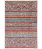 Hand Knotted Khurjeen Wool Rug - 3'4'' x 5'0'' 3' 4" X 5' 0" ( 102 X 152 ) / Multi / Red