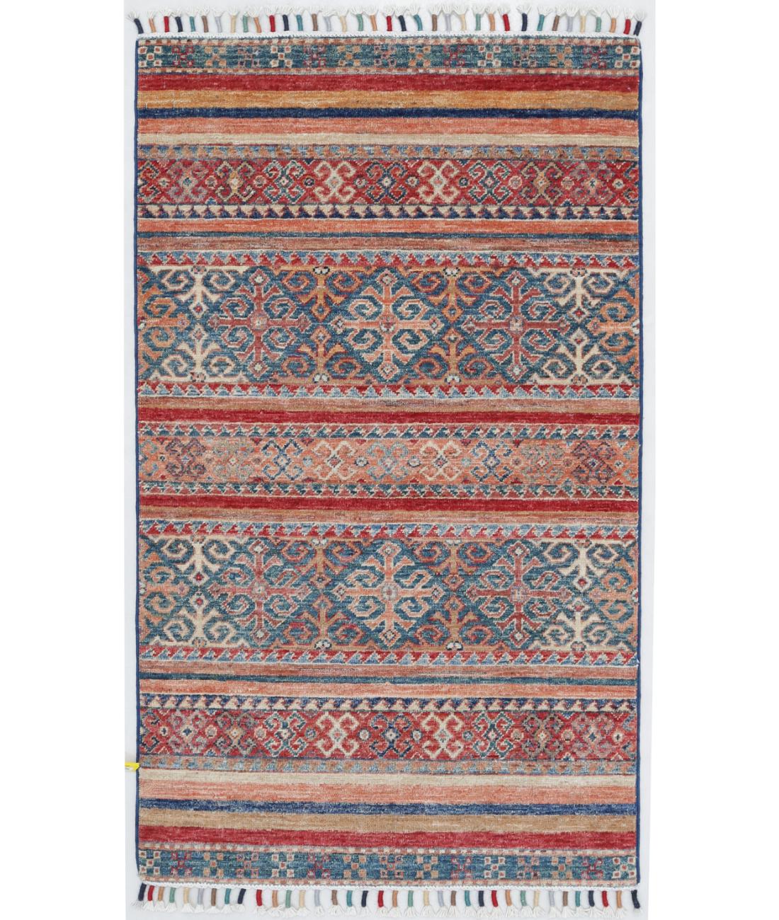 Hand Knotted Khurjeen Wool Rug - 2'6'' x 4'2'' 2' 6" X 4' 2" ( 76 X 127 ) / Multi / Red