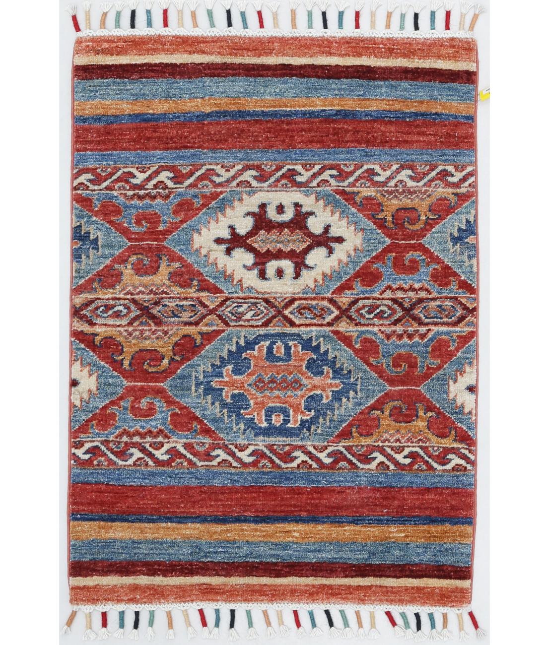 Hand Knotted Khurjeen Wool Rug - 2'0'' x 2'10'' 2' 0" X 2' 10" ( 61 X 86 ) / Multi / Red