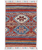 Hand Knotted Khurjeen Wool Rug - 2'0'' x 2'10'' 2' 0" X 2' 10" ( 61 X 86 ) / Multi / Red