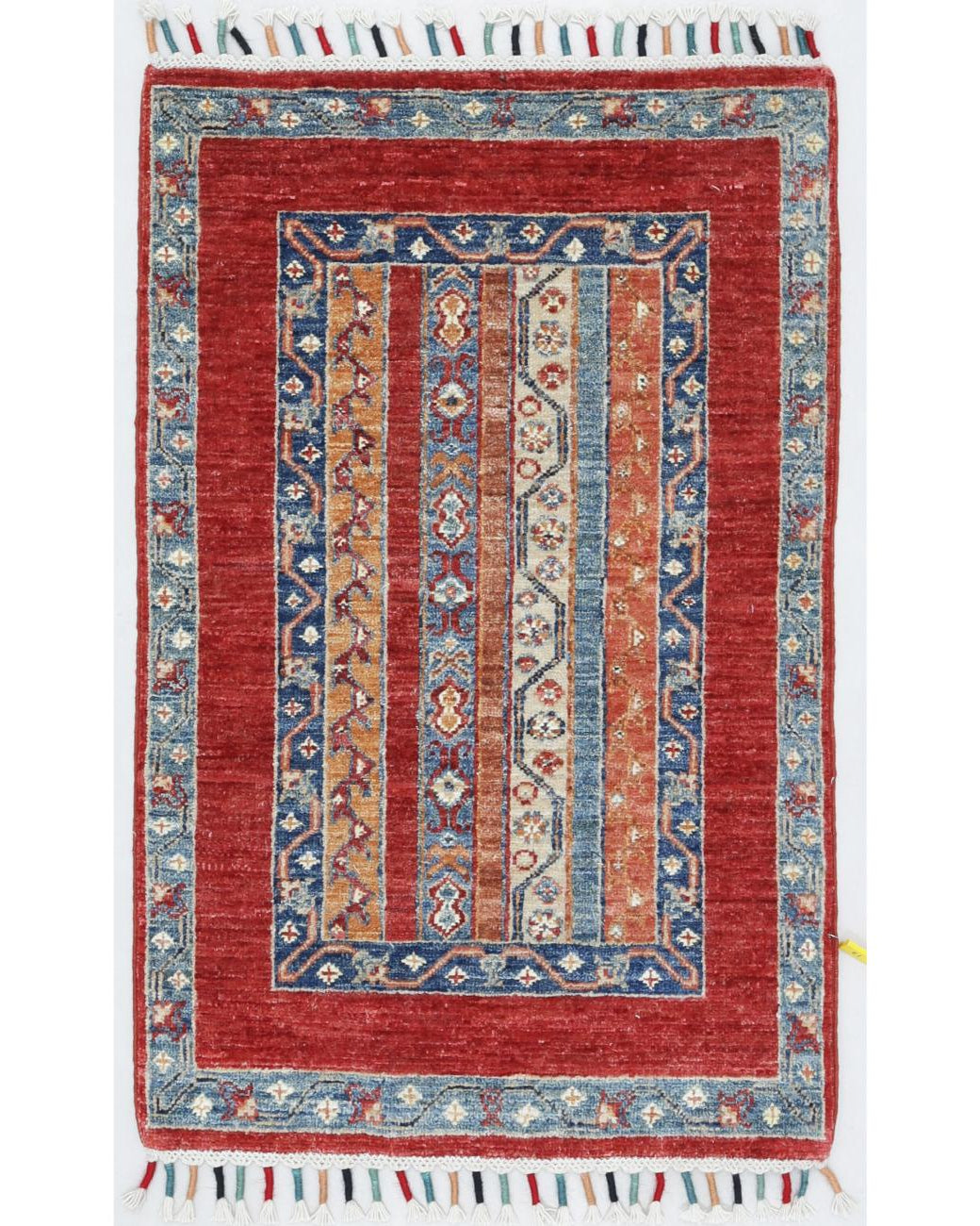Hand Knotted Shaal Wool Rug - 1'11'' x 3'0'' 1' 11" X 3' 0" ( 58 X 91 ) / Multi / Red